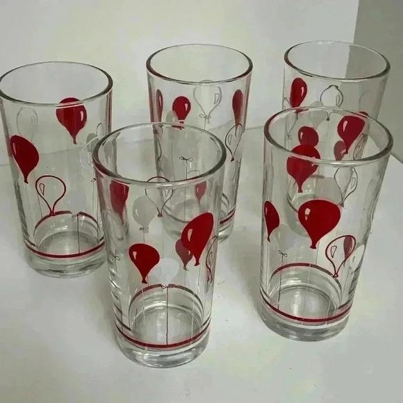 Vintage 70s Collectable Nutella Balloon Design Glass Pitcher and Tumblers Set - Picture 5 of 14